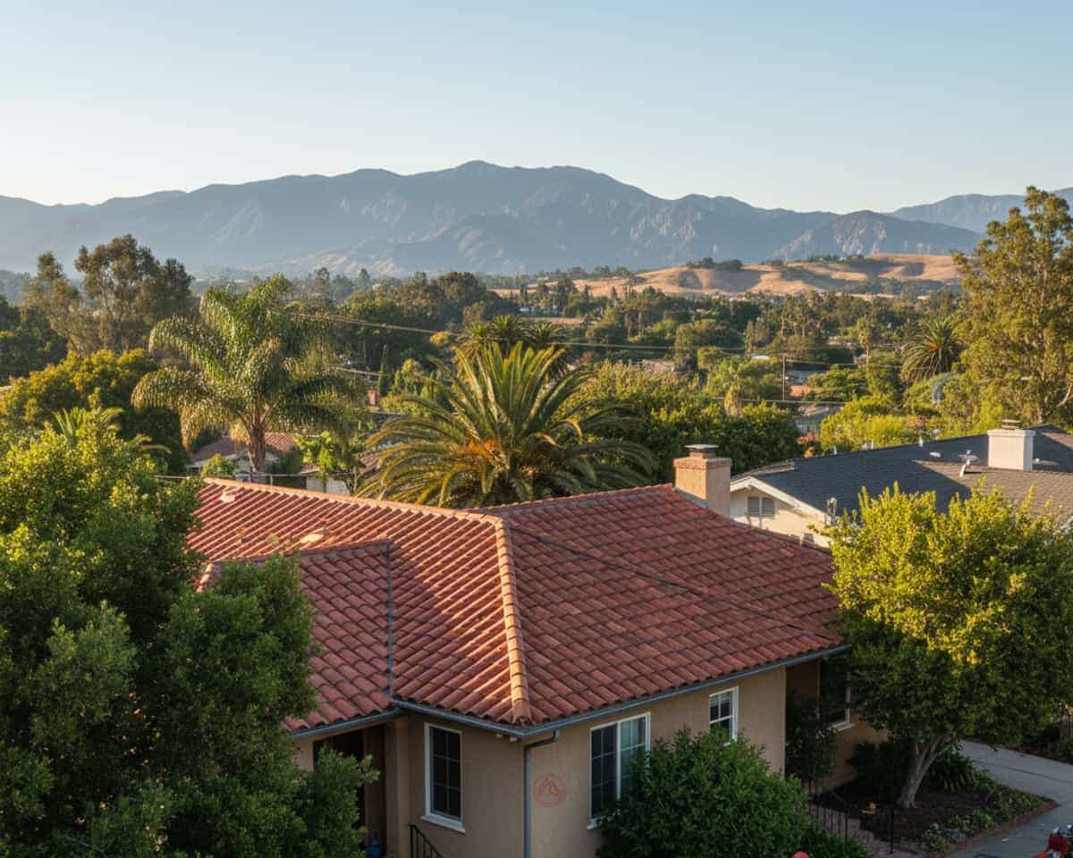 Roofer on a residential roof in Altadena performing an inspection