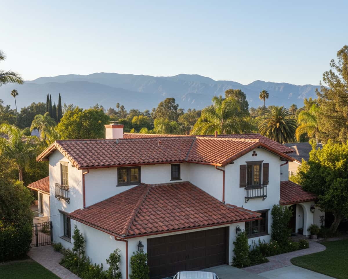 An LA Roof Services team member diligently performing a detailed roof inspection, documenting findings.
