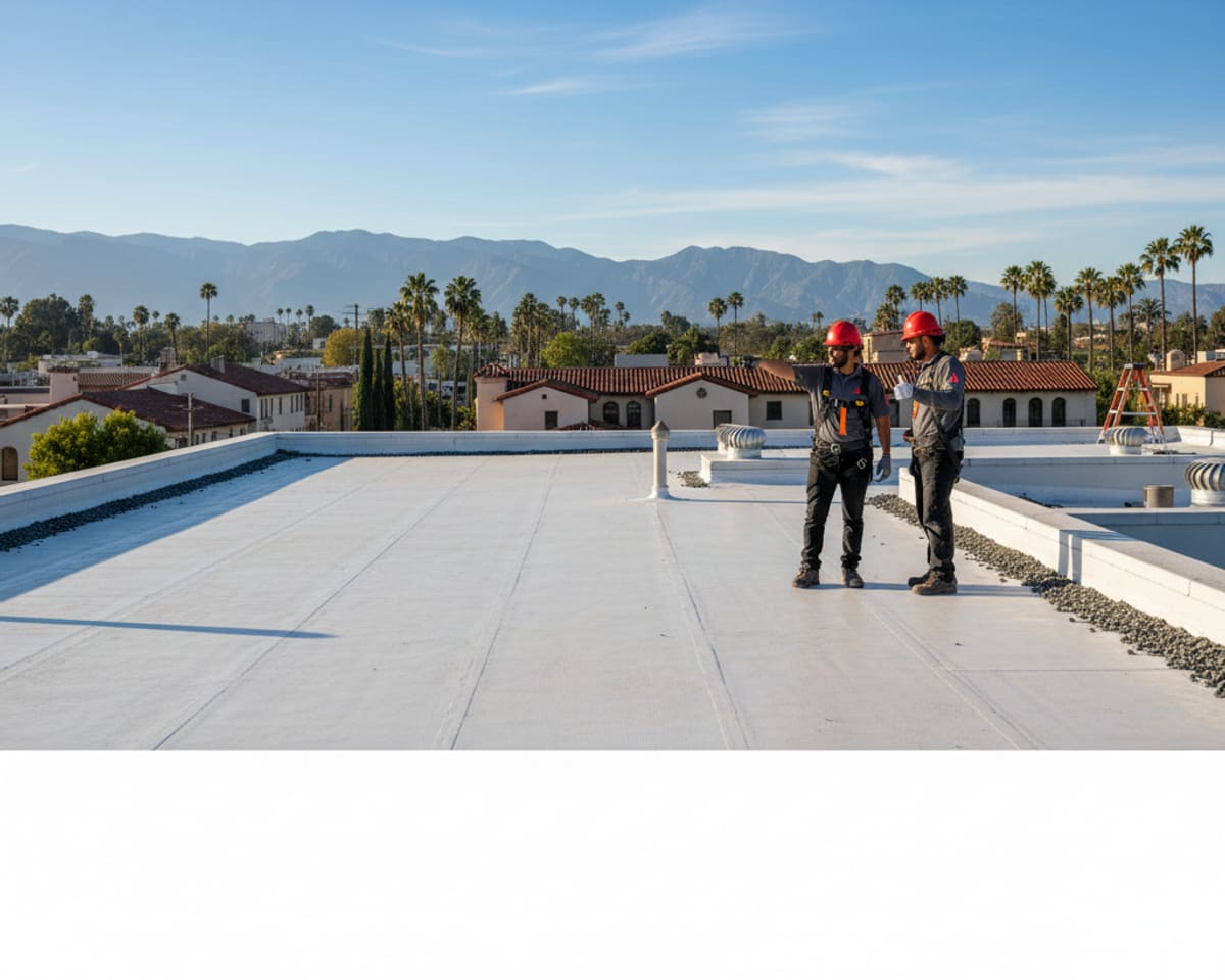 Completed commercial flat roof installation on a building in Glendale