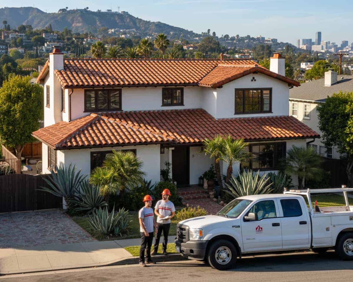 Residential property in Los Angeles with a newly reroofed tile roof