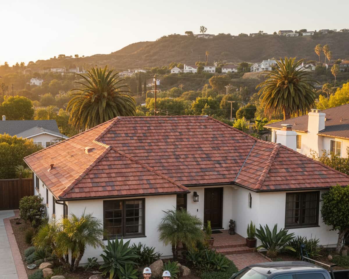 Completed shingle roof on an Altadena house, showcasing durable results