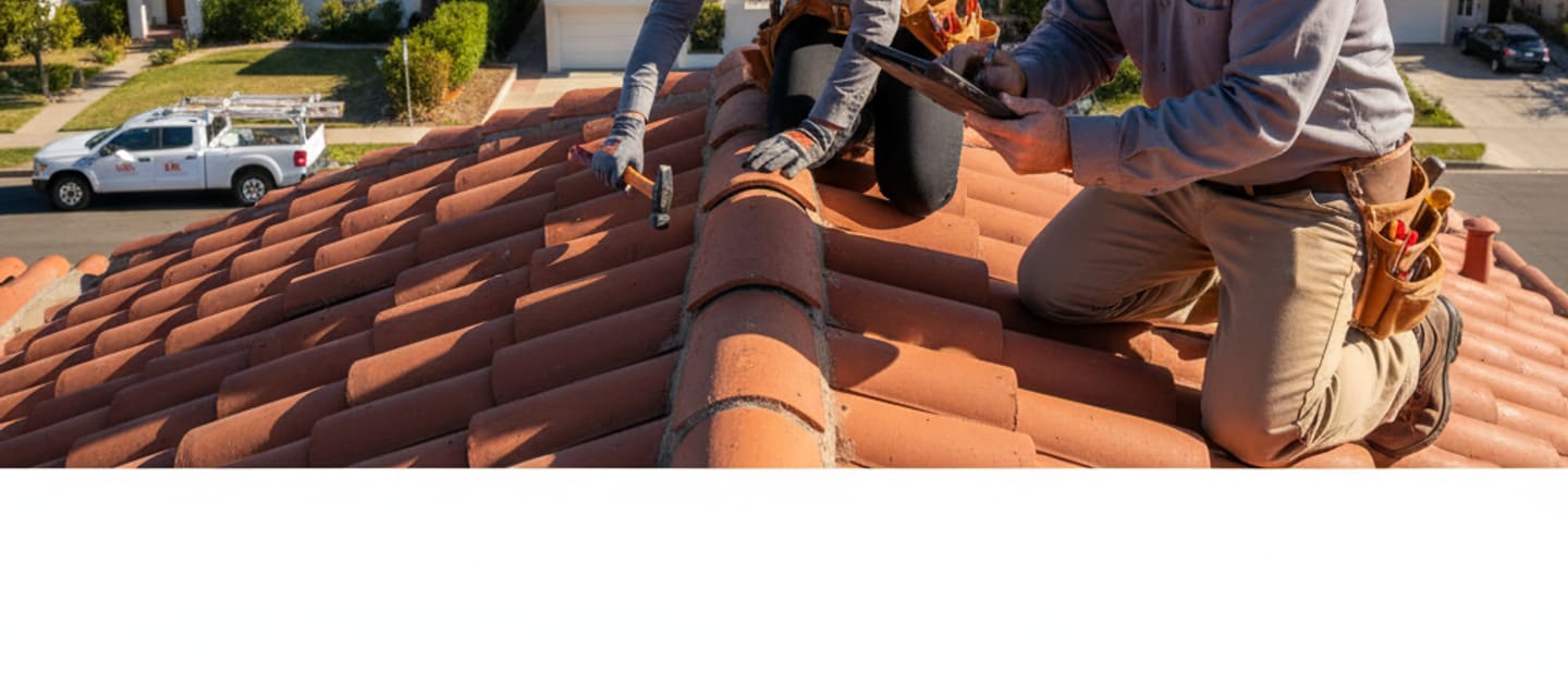 Expert roofer conducting a thorough free roof inspection on a residential property in Los Angeles.