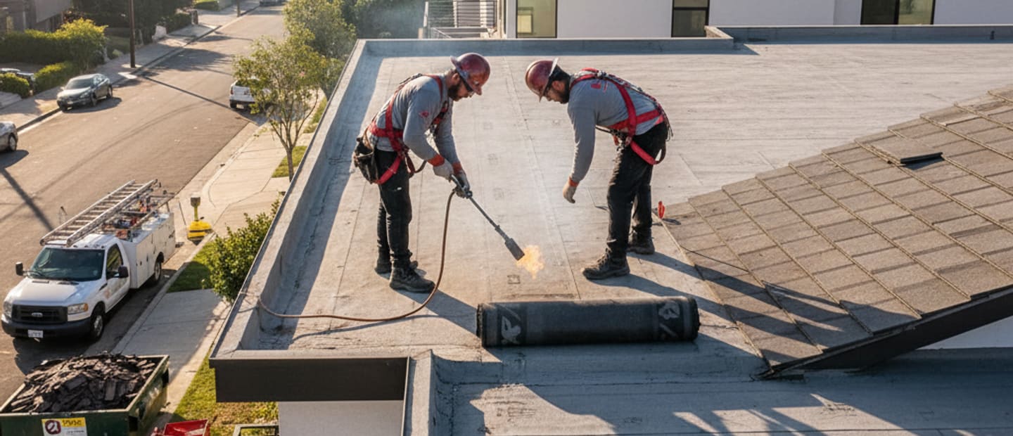 Modern residential building in Hollywood with a newly installed roof