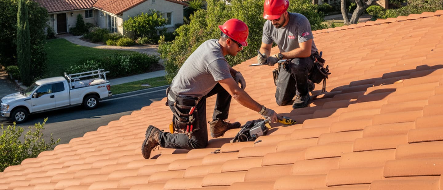Roofing expert inspecting a residential roof in Altadena