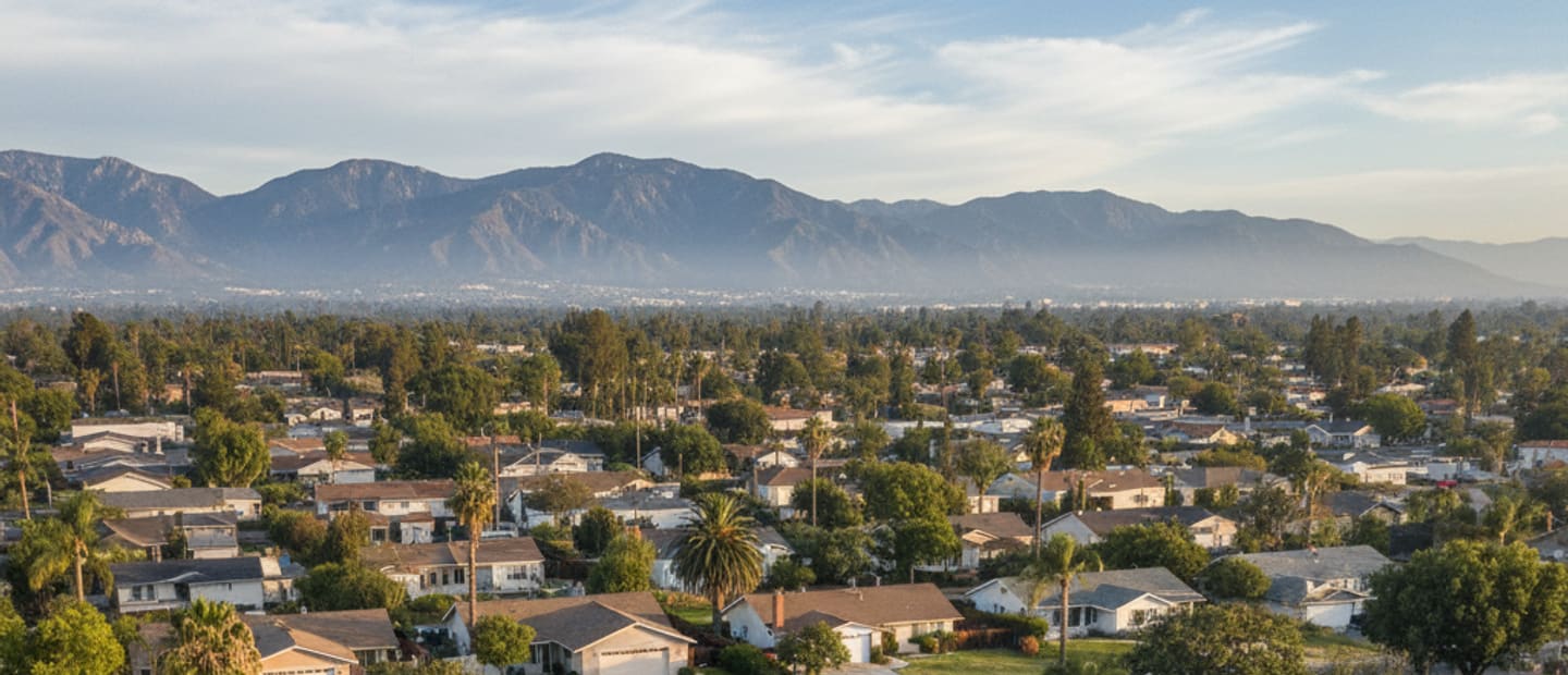 Stunning aerial view of North Hollywood neighborhoods with various shingle roofs.